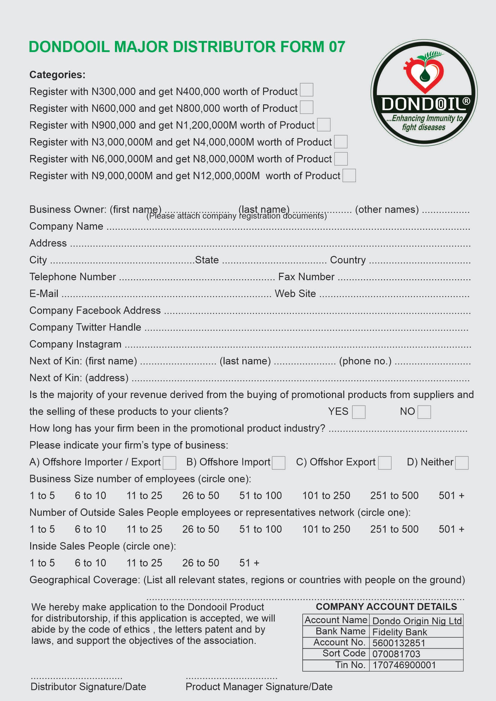 Distributor Registration Form